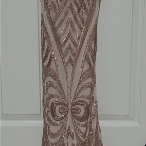 Jovani Blush Pink & Rose Metallic Evening Dress